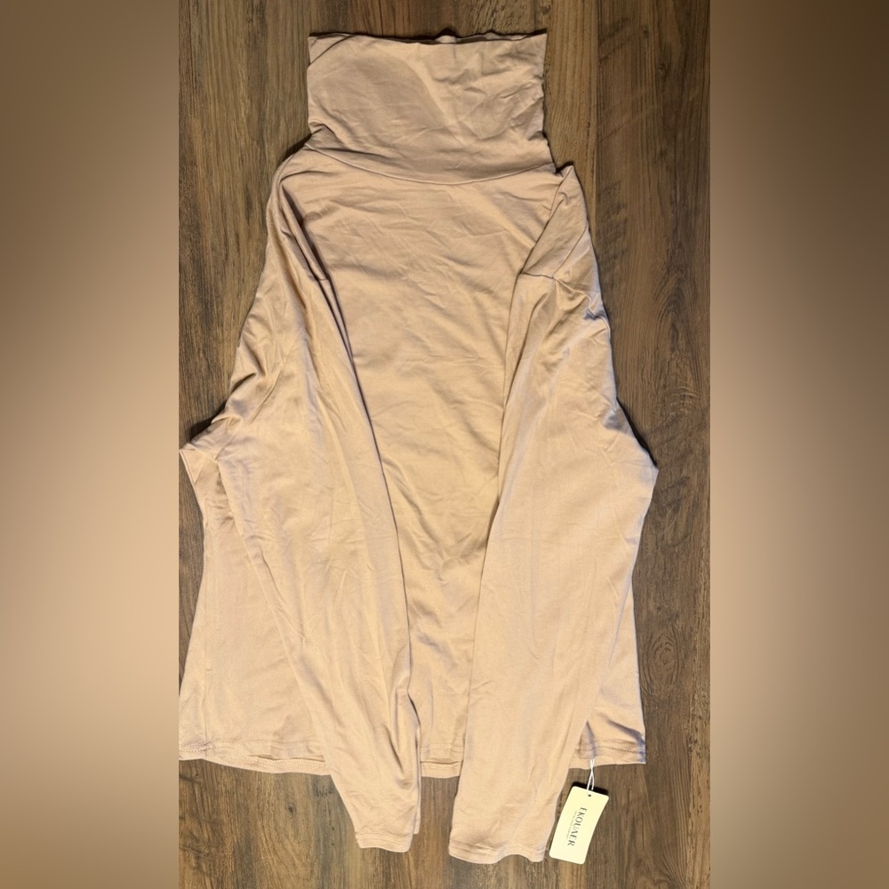 Beige Long Sleeve Turtleneck Top